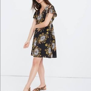 Madewell Painted Blooms black and yellow floral dress